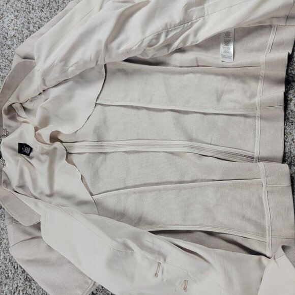 White House Black Market Blazer Womens 14 Beige Linen Blend Lined Short Sleeve - Picture 5 of 8